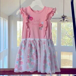 ❤️ Toddler Girls Pink Flower Tulle Dress Size 3T ❤️